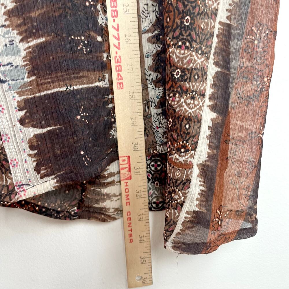 Vintage Y2K‎ Coldwater Creek Sheer Kimono Top Brown Fairy Grunge Earthy Flowy - Picture 9 of 9